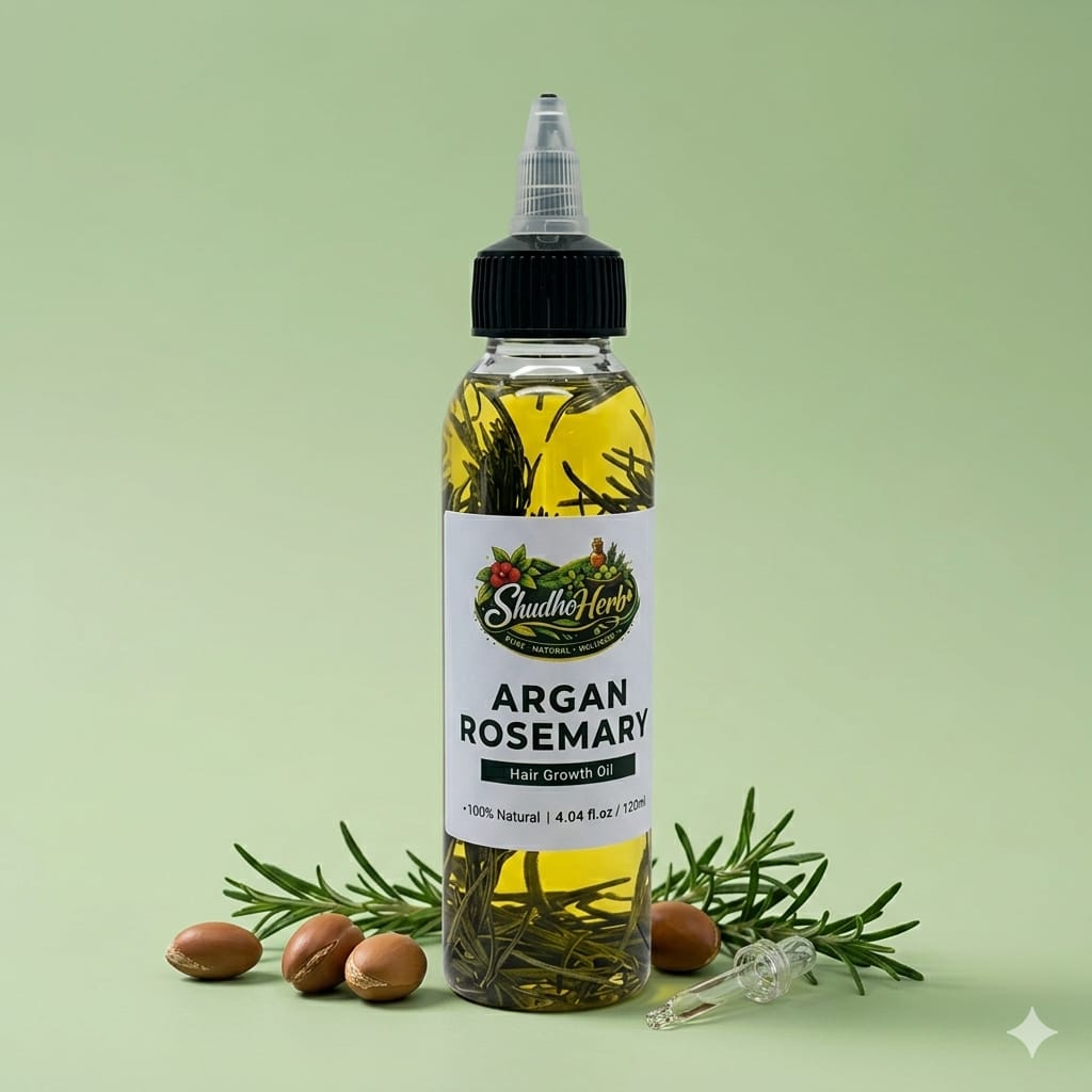 Shudho Herb Argan Rosemary Hair Growth Oil | 100% Natural Hair Oil for Hair Fall Control & Strong Hair Growth