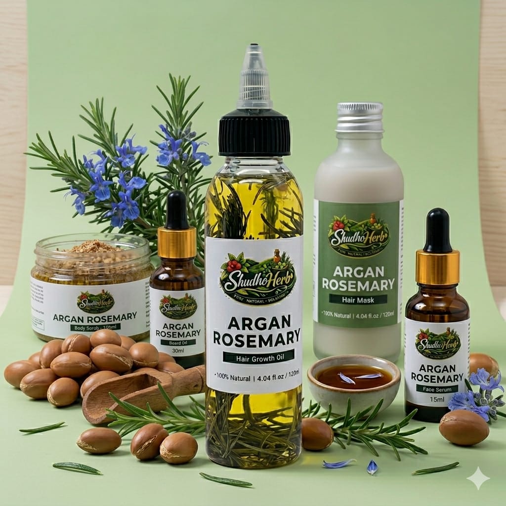 Shudho Herb Argan Rosemary Hair Growth Oil | 100% Natural Hair Oil for Hair Fall Control & Strong Hair Growth