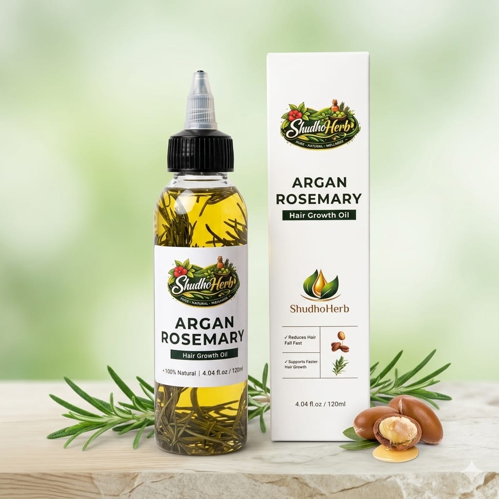 Shudho Herb Argan Rosemary Hair Growth Oil | 100% Natural Hair Oil for Hair Fall Control & Strong Hair Growth