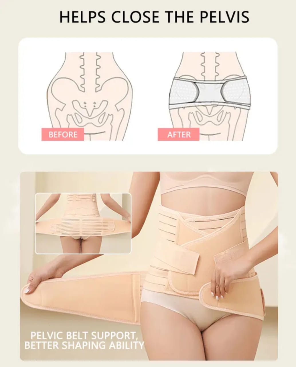 Premium 3-in-1 Women's Postpartum Recovery Belly Wrap | Adjustable Abdominal Binder & Waist Support Belt